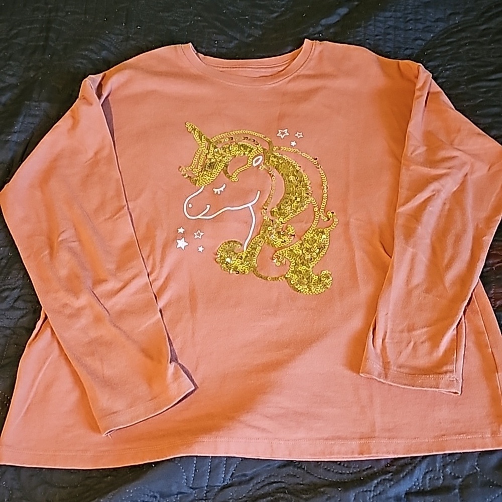 Girls Wonder‎ Nation Size XXL 18 Embellished Tee Shirt Sequins Long Sleeve Top
